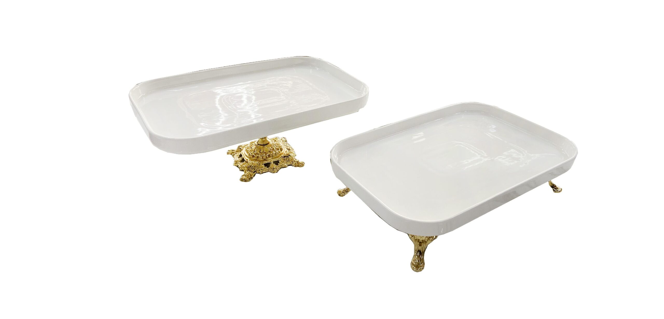Ayaklı Sunum Tabağı Seti Dikdörtgen Porselen 23×16 CM